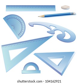 Set of Architectural Drawing Tools, isolated on white. Vector clip-art