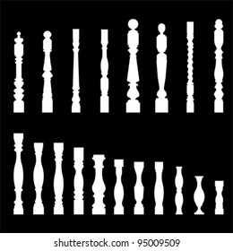Set of architectural element – balustrade, isolated on white, vector
