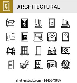 Set of architectural icons such as Door, Blueprint, Column, Window, Tower bridge, Courthouse, Architecture, Modern architecture , architectural