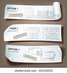 Set of Architectural Web Banners. Isolated on light background. Vector clip-art