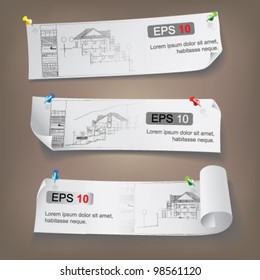 Set of Architectural Web Banners. Isolated on light background. Vector clip-art