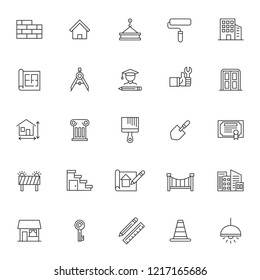set of architecture construction icon, with simple outline concept and editable stroke, vector eps 10