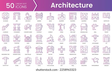 Set of architecture icons. Gradient style icon bundle. Vector Illustration