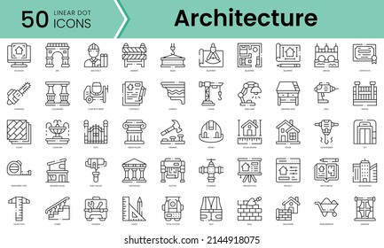 Set of architecture icons. Line art style icons bundle. vector illustration