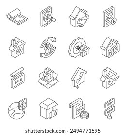 Conjunto de iconos lineales de arquitectura

