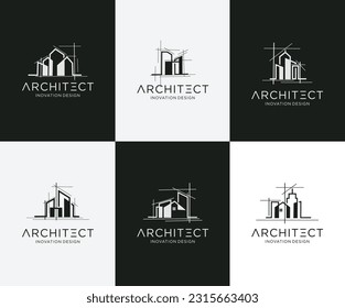 Set of architecture logo with building construction concept design collection of architecture real estate