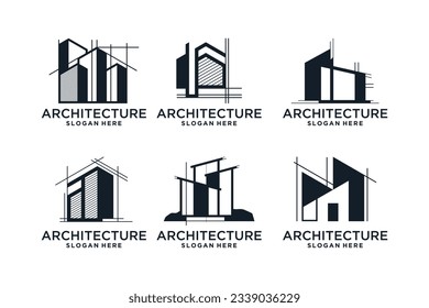 Set of architecture logo design. Building architect logo template.