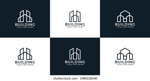 Set of architecture logo design vector. Logo can be used for real estate, building, construction, and business company