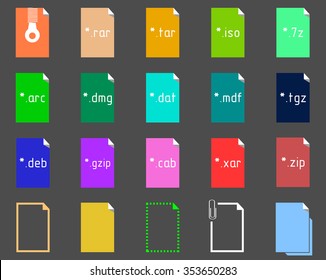 Set of Archive File Extension icons