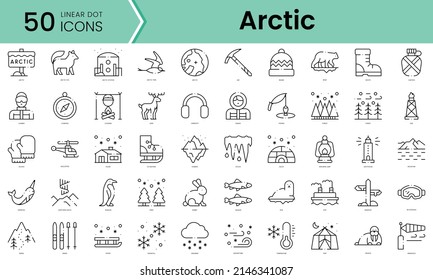 Set of arctic icons. Line art style icons bundle. vector illustration