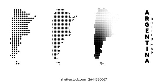 Conjunto de Argentina pontilhado mapa vetor em branco isolado