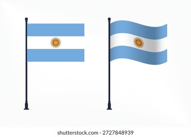 Conjunto de banderas de Argentina aisladas para la celebración del Día de la Independencia