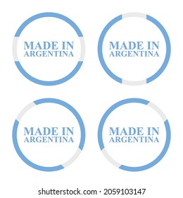 set of argentina flags. made in germany. logo, prints, symbol. isolated on white background