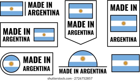 Conjunto de iconos de Argentina con Elementos de diseño hechos en Argentina con detalles de la bandera