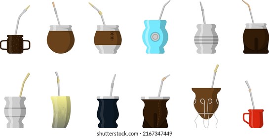 set of argentine mate shapes on vector illustration 