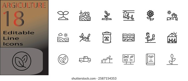 set of argiculture icons vector