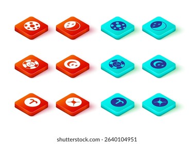 Set Aries zodiac, Gemini, Sun, Moon and stars, Eclipse of the sun and Full moon icon. Vector