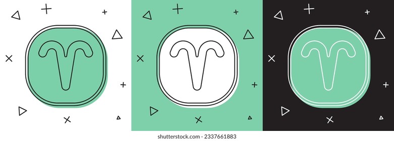 Set Aries zodiac sign icon isolated on white and green, black background. Astrological horoscope collection.  Vector