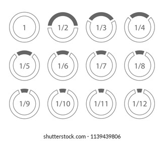 Set of arithmetic fractions segmented ring design element template. Vector illustration
