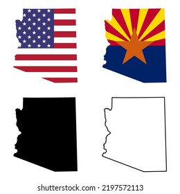 Set of Arizona map shape, united states of america. Flat concept icon symbol vector illustration .