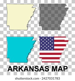 Set of Arkansas map, united states of america. Flat concept icon symbol vector illustration .