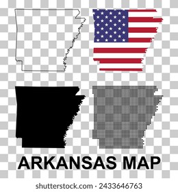 Set of Arkansas map, united states of america. Flat concept icon symbol vector illustration .