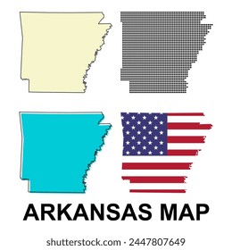 Set of Arkansas map, united states of america. Flat concept icon symbol vector illustration .