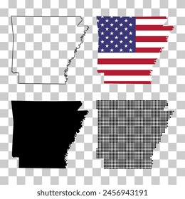 Set of Arkansas map, united states of america. Flat concept icon symbol vector illustration .