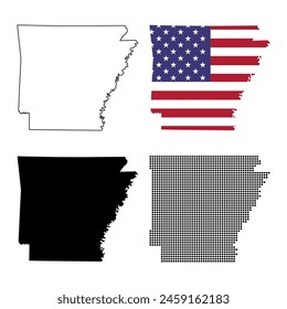 Set of Arkansas map, united states of america. Flat concept icon symbol vector illustration .