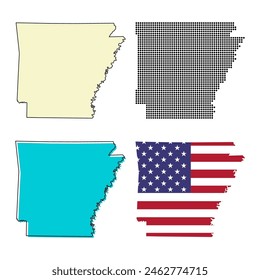 Set of Arkansas map, united states of america. Flat concept icon symbol vector illustration .