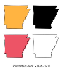 Set of Arkansas map, united states of america. Flat concept icon symbol vector illustration .