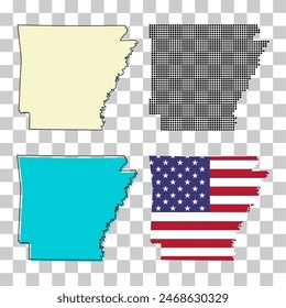 Set of Arkansas map, united states of america. Flat concept icon symbol vector illustration .