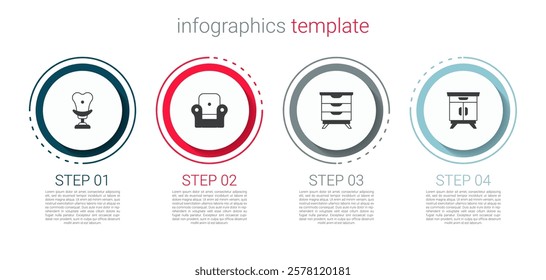 Set Armchair, Furniture nightstand and . Business infographic template. Vector