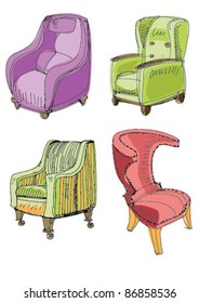set of armchairs - colored cartoon