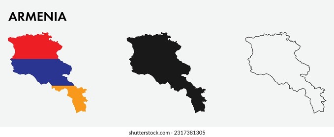 Set of Armenia map isolated on white background, vector illustration design