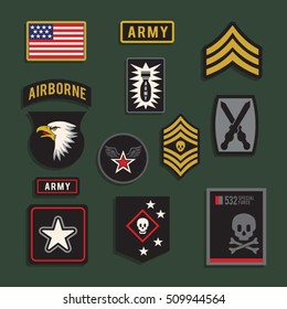 conjunto de tipografía de insignia del ejército, gráficos de pantalones t, vectores