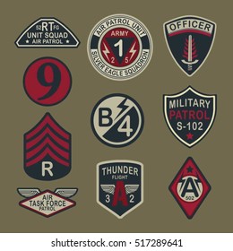 Set of army badge typography, t-shirt graphics, vectors