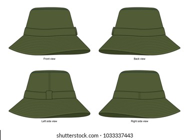 Set Army Bucket Hat Vector For Template