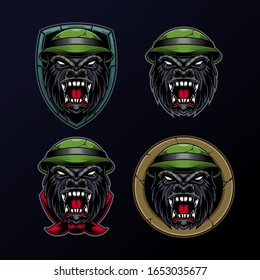Plantilla de ilustración de jefe de gorilas del ejército