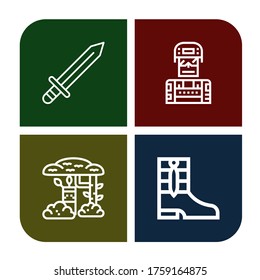 Juego de íconos del ejército. Como Espada, Soldado, Camuflaje, Boots , íconos del ejército