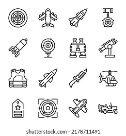 Set of Army Line Icons
