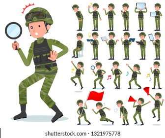 A set of Army Men with digital equipment such as smartphones.There are actions that express emotions.It's vector art so it's easy to edit.