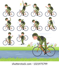 A set of Army Men on a road bike.There is an action that is enjoying.It's vector art so it's easy to edit.