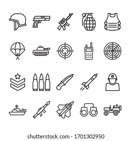 Set Of Army Outline Icon Style