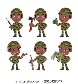 Set Army Soldiers Man Uniform Difference Stock Vector (Royalty Free ...