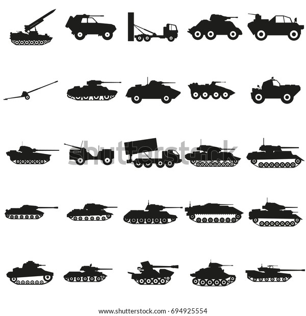 Set Army Transport Black Silhouette Icons Stock Vector (Royalty Free ...