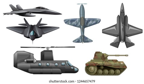Set of army vehicles illustration