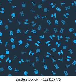 Set Aroma candle, Heart in hand, Vacuum cans and Apple on seamless pattern. Vector.