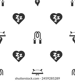 Set Aroma candle, Jump rope and Sleepy on seamless pattern. Vector
