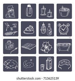 Set with Aromatherapy elements. Vector isolated Illustration on white background